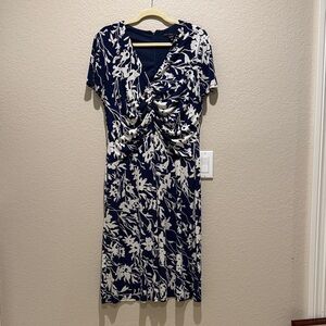Elegant Navy and White Floral Dress